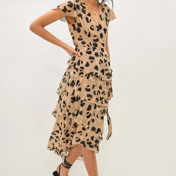 Anthropologie Hutch Lala Leopard Wrap Dress - Picture 1 of 7